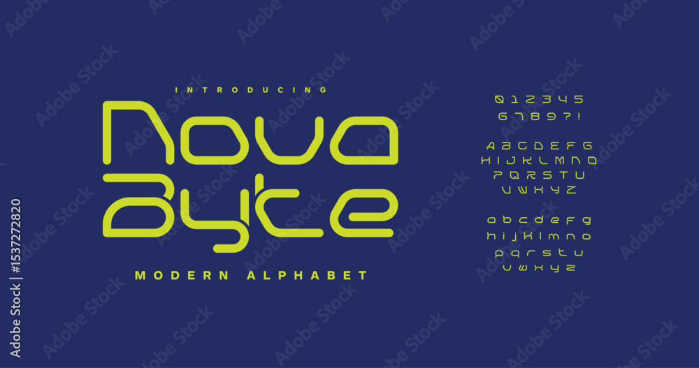 Poster nova byte: upgrade designs with a bubbly, futuristic font made for vibrant projects. uppercase, numb