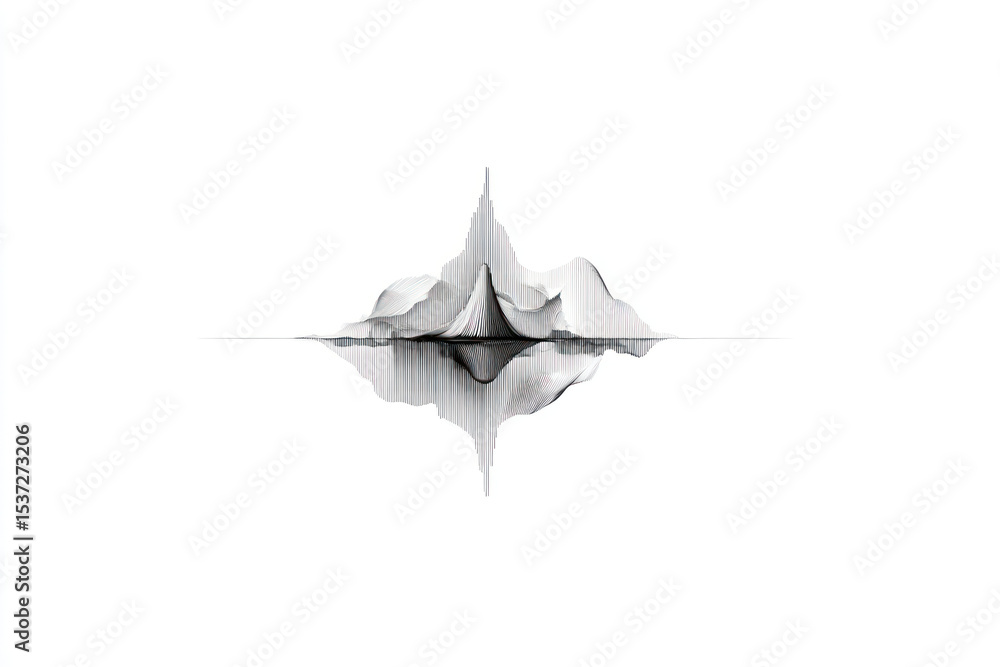 Poster abstract sound waves visualizing peaks and valleys, showcasing rhythm and energy in a minimalist sty