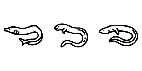 eel outline or line icon design bundle.