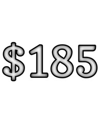 dollar sign on white background $185