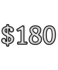dollar sign on white background $180