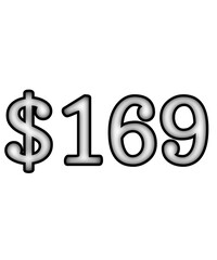 dollar sign on white background $169