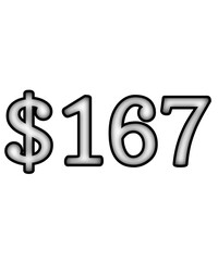 dollar sign on white background $167
