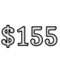 dollar sign on white background $155