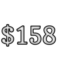 dollar sign on white background $158