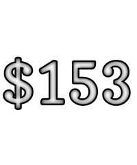 dollar sign on white background $153