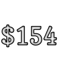 dollar sign on white background $154