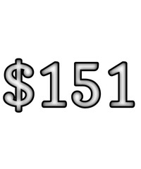 dollar sign on white background $151
