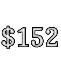 dollar sign on white background $152