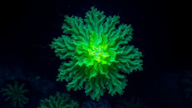 Neon green pulsing xenia coral reef aquarium saltwater marine life underwater photo