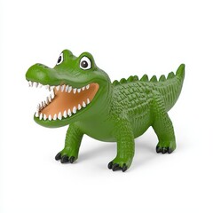Playful Green Alligator Toy on White Background