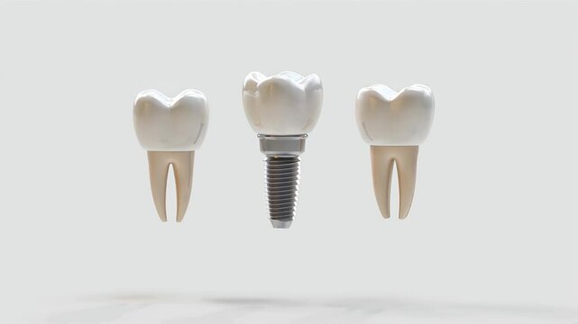 dental crown on implant, dentistry concept
