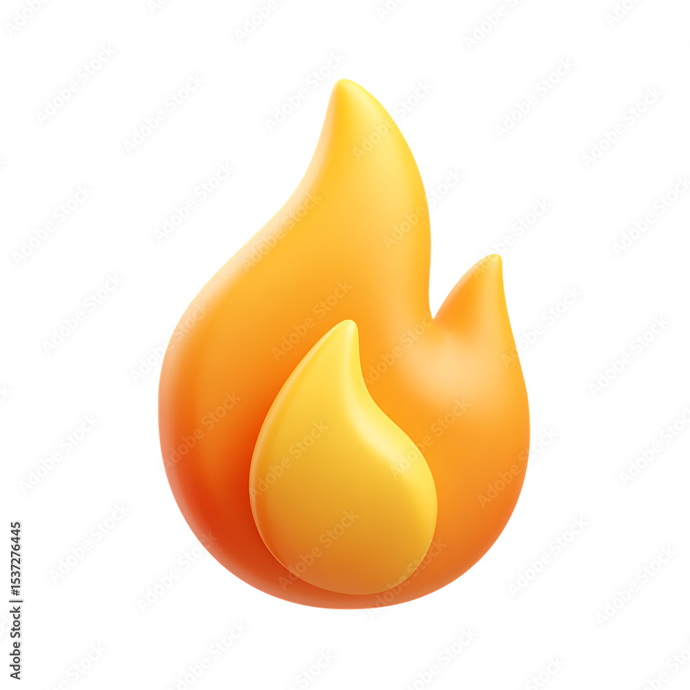 Poster 3d render of a realistic fire flame icon isolated on transparent background