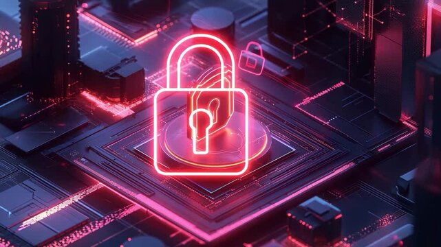 Binary code on a digital circuit board background illustrates a neon tech pattern for internet data communication