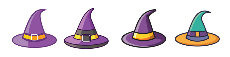 Naklejka premium Art & Illustration Witch Hat Flat Illustration Magic, Halloween, and Witchcraft Mystical Design