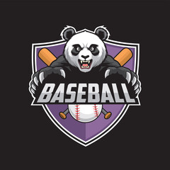 baseball club logo panda vector illustration design