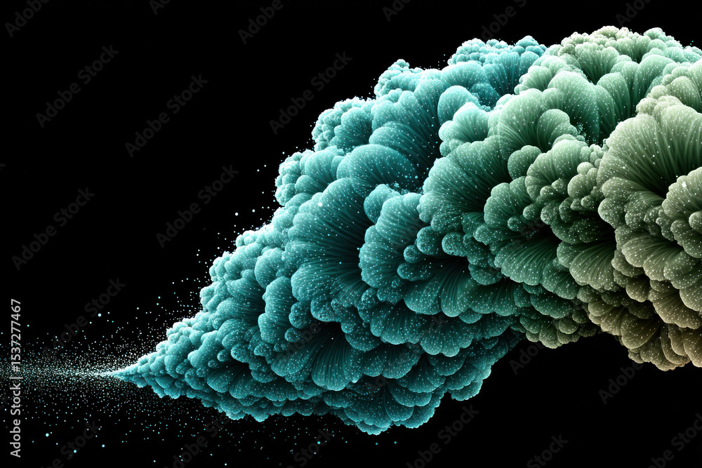 Aufkleber a vibrantly colored swirl of bubbles emits from a central point, creating an abstract formation agai