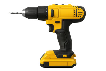 Cordless drill with drill bit featuring transparent background, ideal for construction, diy, and handyman projects