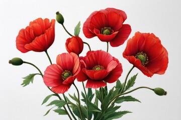 Obraz premium Vibrant red poppies botanical illustration