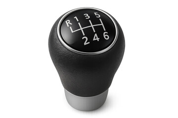 Close-up of a gear shift knob, featuring a transparent background, ideal for automotive or transportation-related projects
