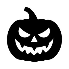 Halloween Pumpkin Cutout Silhouette with Sharp Teeth and Evil Eyes Artwork.