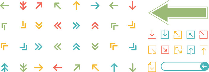 Arrow icon set isolated on white background