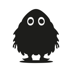 Obraz premium Furry Monster Silhouette With Big Eyes. Playful Creature Design For Kids. Isolated Vector Illustration