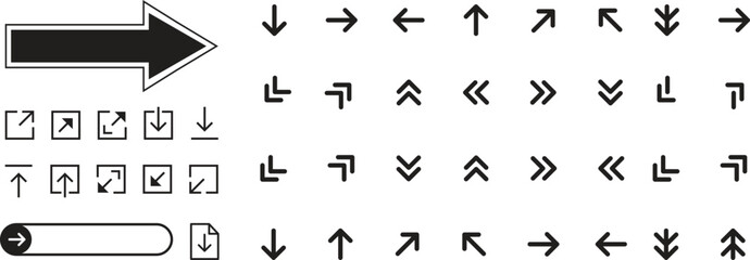 Arrow icon set isolated on white background