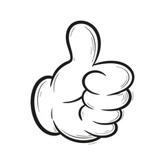 Thumbs Up Hand Gesture. Positive Approval And Agreement Symbol. Isolated Vector Illustration
