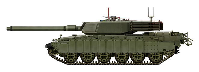 Lion 1A2 MBT (improved version of the Lion-1A1 MBT with dynamic protection installed on the sides of the tank) © Tikros