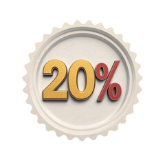 20 percent off discount isolated on transparent background 