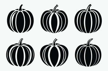 pumpkin silhouette, autumn leaves vector, black pumpkin shape, seasonal vegetable outline