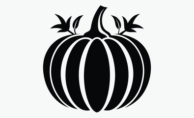 pumpkin silhouette, autumn leaves vector, black pumpkin shape, seasonal vegetable outline