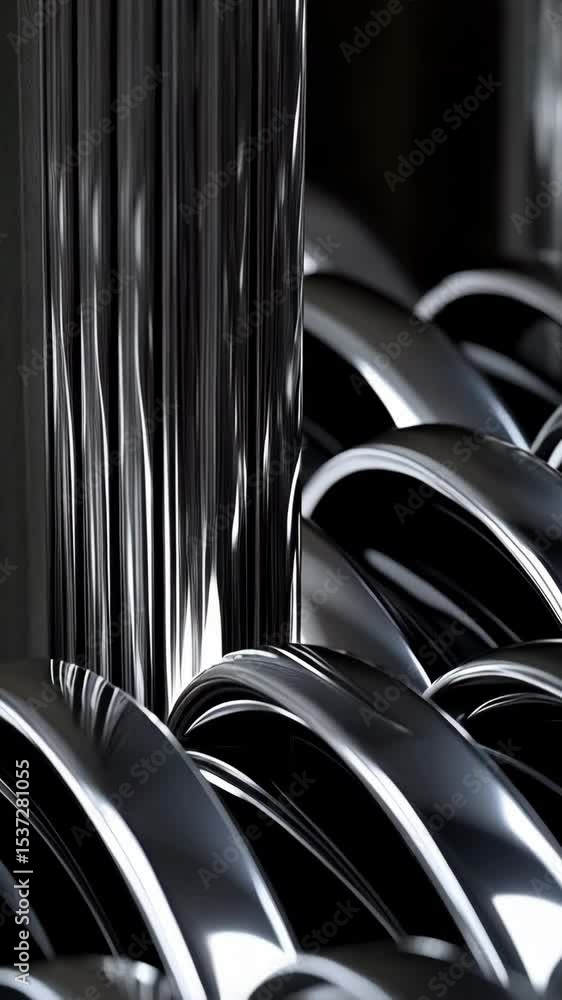 Poster close-up of interwoven metallic wires with shiny silver surfaces forming a seamless patterned surfac