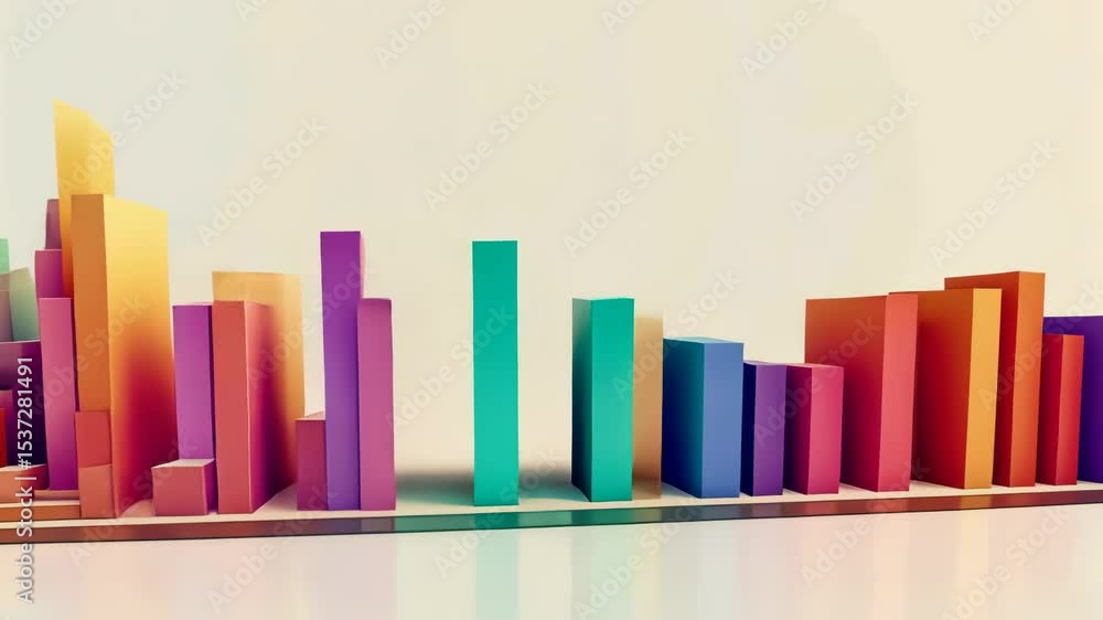 Poster 3D business graph with organized bars and information blocks. Abstract infographic element. Business growth and development to success concepts. Generated AI