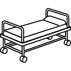 Minimal Hospital Bed Line Art