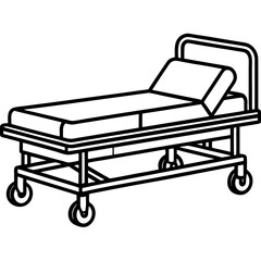 Minimal Hospital Bed Line Art