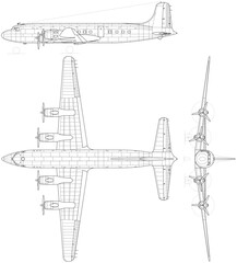 Original name(s): Douglas_DC-6_3_view-svg vector file .svg