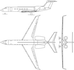 Gulfstream_G500_3-view_line_drawing-svg vector file.svg