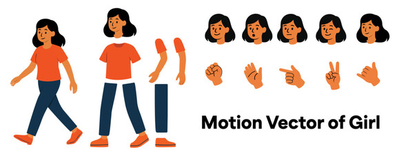 Girl motion vector. girl vector motion, girl motion illustration, for motion graphic girl vector