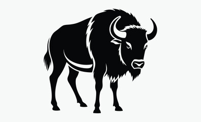 buffalo silhouette, wild animal vector, bison icon black, buffalo profile shape
