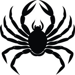 Silhouette of a Black Crab - Minimalistic Marine Animal Design