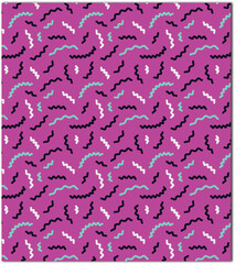 Seamless Memphis Style Wavy Line Pattern on Magenta Background