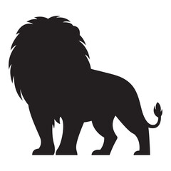 Lion vector illustration. Lion Silhouette in Black Isolated on White Background