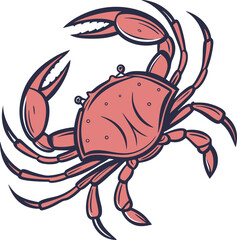 Vibrant Illustration of a Red Crab A Detailed Vector Graphic