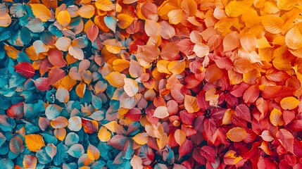 Vibrant autumn leaves, gradient hues