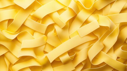 Flat ribbon pasta noodle abundance overhead macro shot for food ingredient background