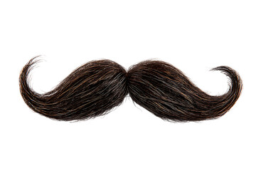 Detailed brown handlebar mustache isolated on transparent background