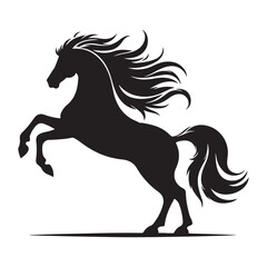 Powerful Black Horse Silhouette – Wild Stallion Vector Art for Logo, Tattoo, and Branding Design