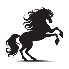 Powerful Black Horse Silhouette – Wild Stallion Vector Art for Logo, Tattoo, and Branding Design